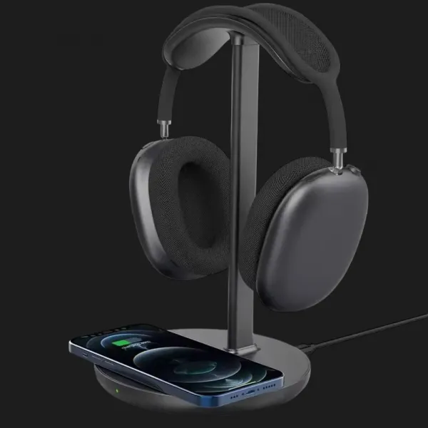 Підставка для навушників Headset Stand з безпровідною зарядкою (Black)