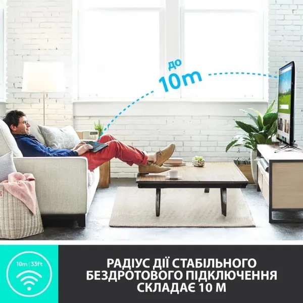 Клавіатура бездротова Logitech K400 Plus (Black) (UA)