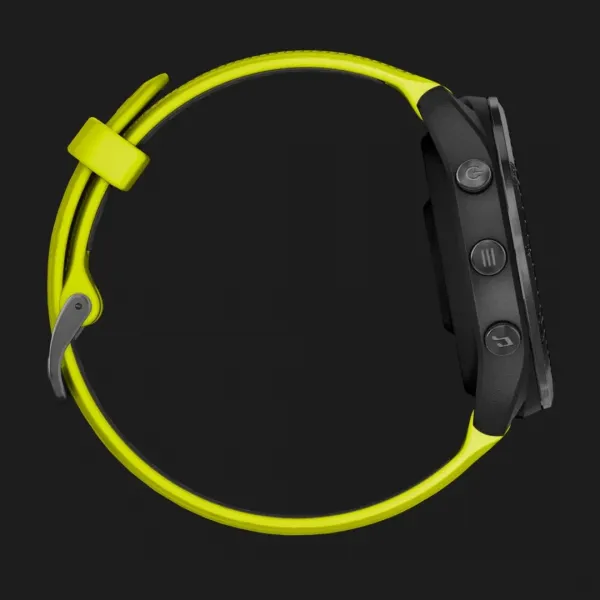 Garmin Forerunner 965 Carbon Gray DLC Titanium Bezel with Black Case and Amp Yellow/Black Silicone Band