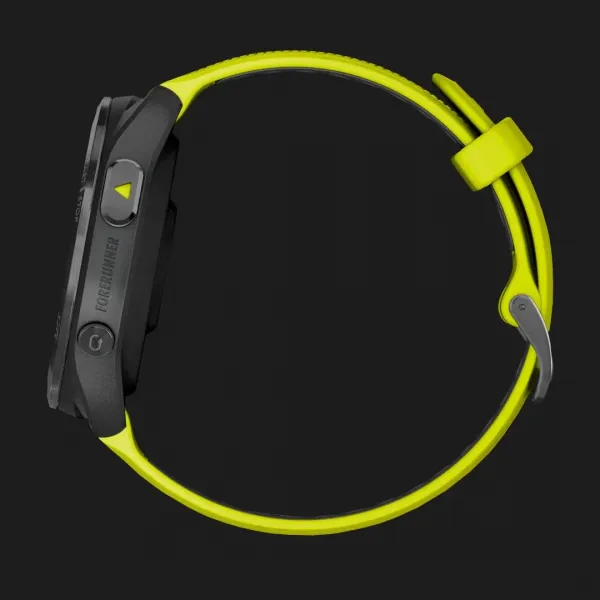 Garmin Forerunner 965 Carbon Gray DLC Titanium Bezel with Black Case and Amp Yellow/Black Silicone Band
