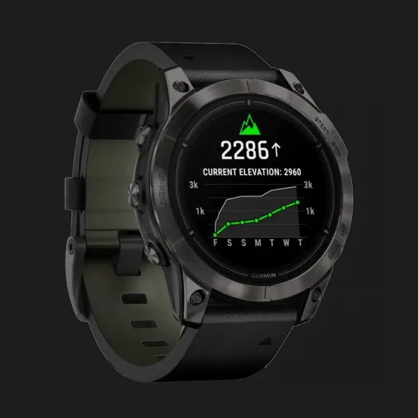 Garmin Epix Pro (Gen 2) Sapphire 47mm Carbon Gray DLC Titanium with Black Leather Band