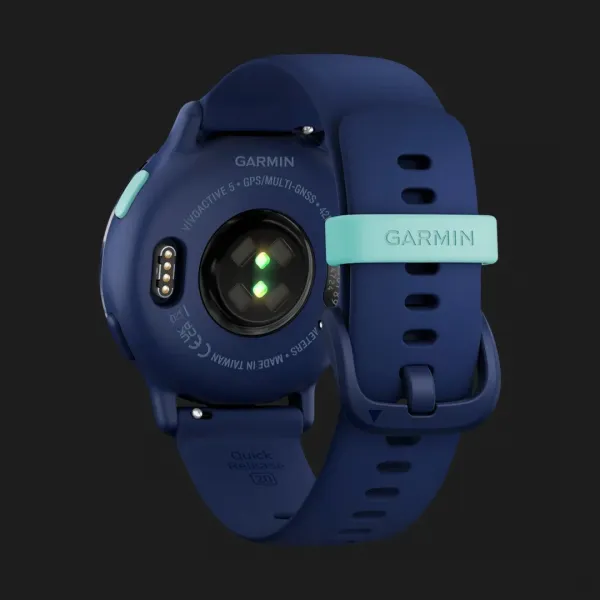 Garmin Vivoactive 5 Metallic Navy Aluminum Bezel with Navy Case and Silicone Band