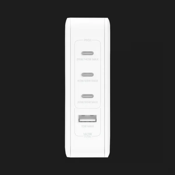 Блок живлення Belkin Home Charger 140W 3хUSB-С GAN PD PPS, USB-A (White)