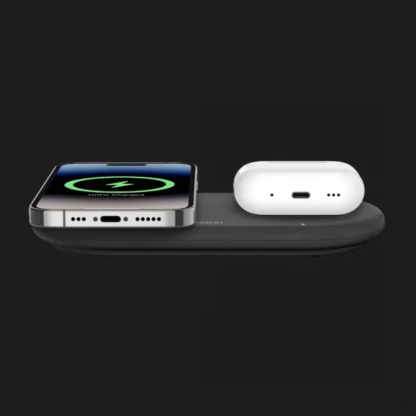 Безпровідна зарядка Belkin 2в1 15 Вт Pad Qi2 (Black)