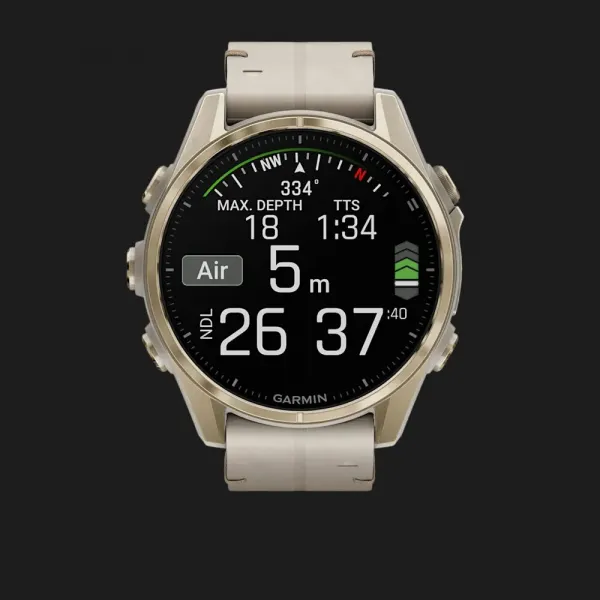Garmin Fenix 8 43mm AMOLED Sapphire Soft Gold with Limestone Leather Band