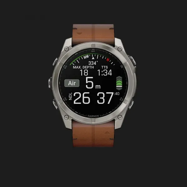 Garmin Fenix 8 51mm AMOLED Sapphire Titanium with Chestnut Leather Band (010-02905-40)