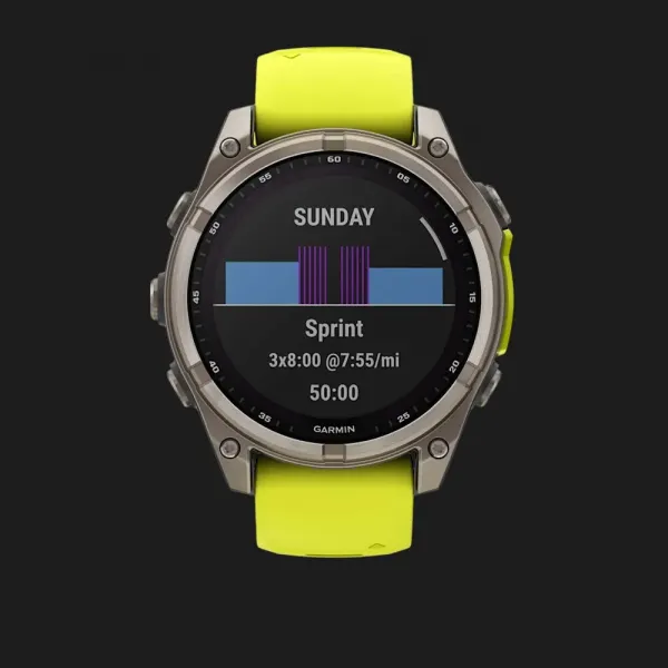 Garmin Fenix 8 47mm Solar Sapphire Titanium with Amp Yellow/Graphite Silicone Band