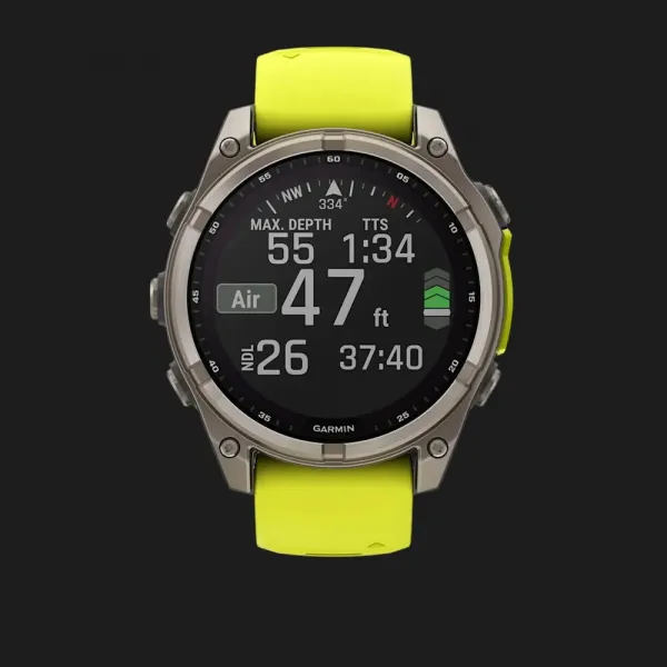 Garmin Fenix 8 51mm Solar Sapphire Titanium with Amp Yellow/Graphite Silicone Band