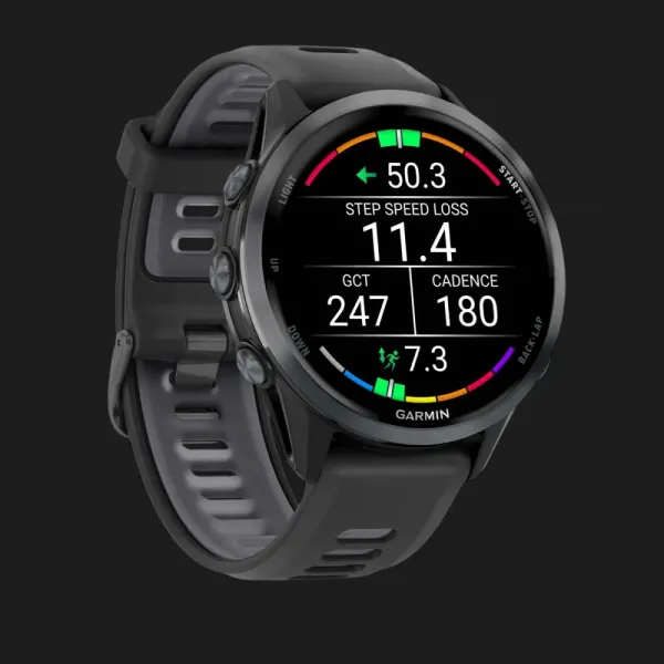 Garmin Forerunner 970 Carbon Gray DLC Titanium with Black Case and Black/Translucent Whitestone Band