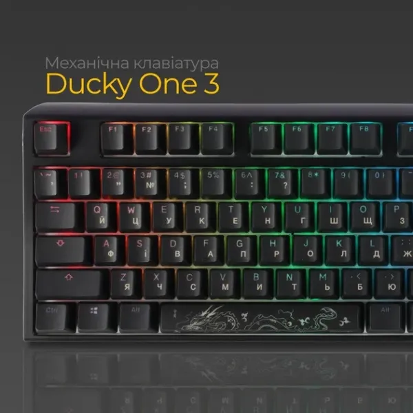 Клавіатура ігрова Ducky One 3 Cherry MX Red RGB (Black) (UA)