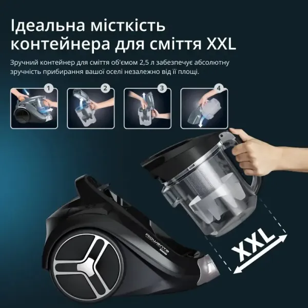Пилосос безмішковий Rowenta COMPACT POWER XXL RO4B75EA (Black)