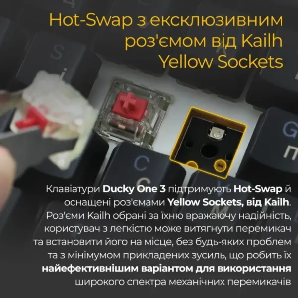 Клавіатура ігрова Ducky One 3 TKL Cherry MX Blue RGB (Black) (UA)
