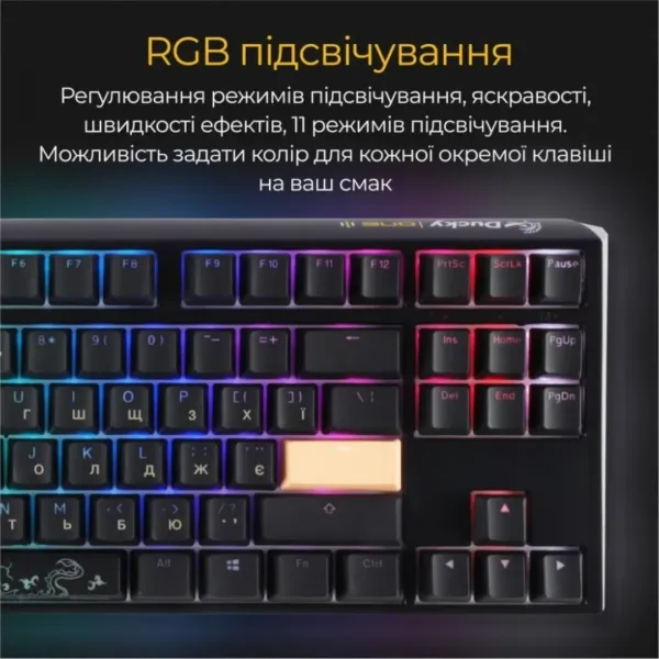 Клавіатура ігрова Ducky One 3 TKL Cherry MX Blue RGB (Black) (UA)