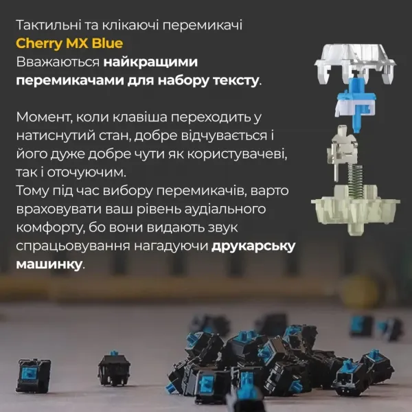 Клавіатура ігрова Ducky One 3 TKL Cherry MX Blue RGB (White) (UA)
