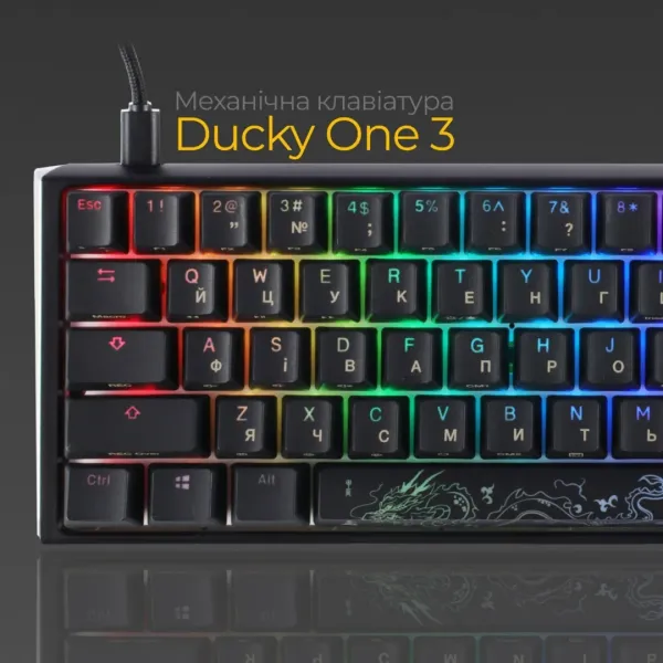 Клавіатура ігрова Ducky One 3 Mini Cherry MX Red RGB (Black) (UA)