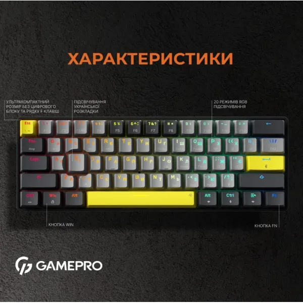 Ігрова клавіатура Gamepro Asgard Fenrir (Black) (MK130G Pro) (UA)