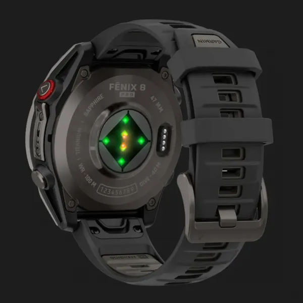 Garmin Fenix 8 Pro 47mm AMOLED Sapphire Carbon Gray DLC Titanium with Black/Pebble Gray Silicone Band