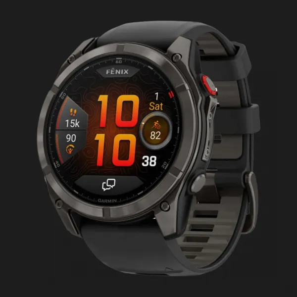 Garmin Fenix 8 Pro 51mm AMOLED Sapphire Carbon Gray DLC Titanium with Black/Pebble Gray Silicone Band