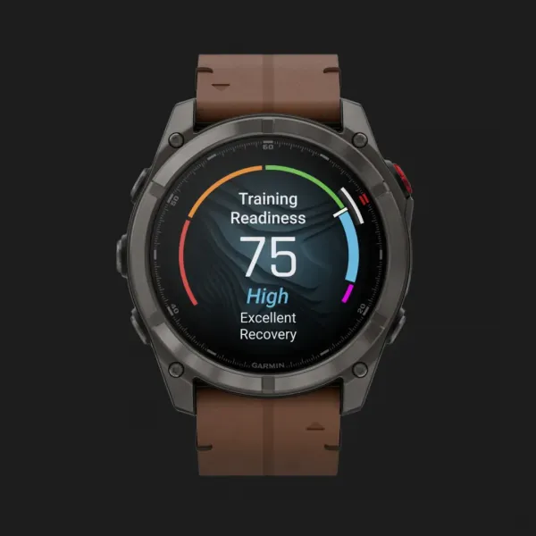Garmin Fenix 8 Pro 51mm AMOLED Sapphire Carbon Gray DLC Titanium with Chestnut Leather Band