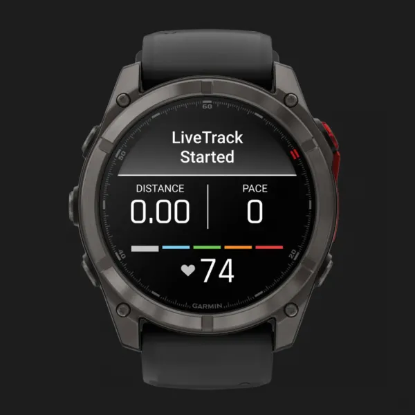 Garmin Fenix 8 Pro 51mm MicroLED Sapphire Carbon Gray DLC Titanium with Black/Pebble Gray Silicone Band