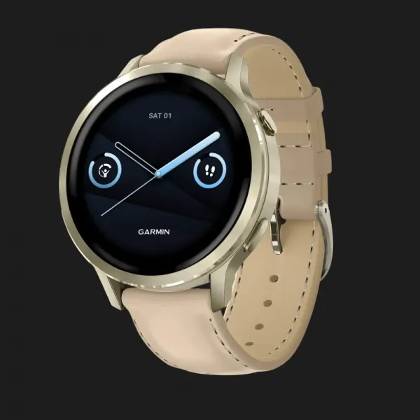Garmin Venu 4 41mm Lunar Gold with Bone Silicone Band and Light Sand Leather Band