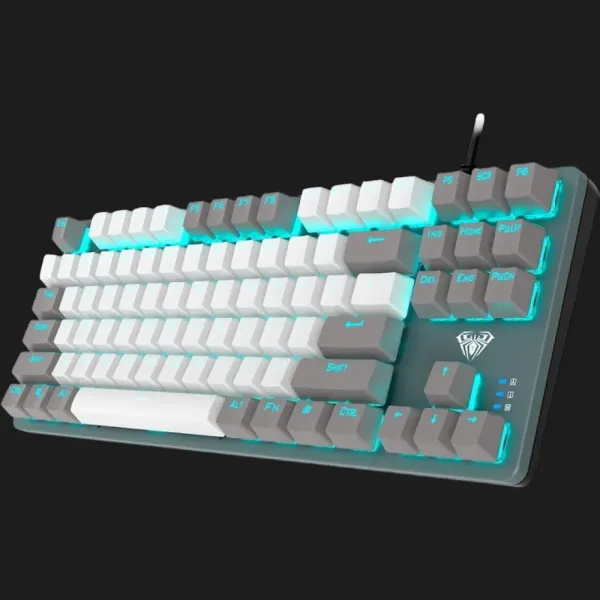Клавіатура дротова AULA F3287 keycap KRGD blue EN/UA (Gray/White) (UA)